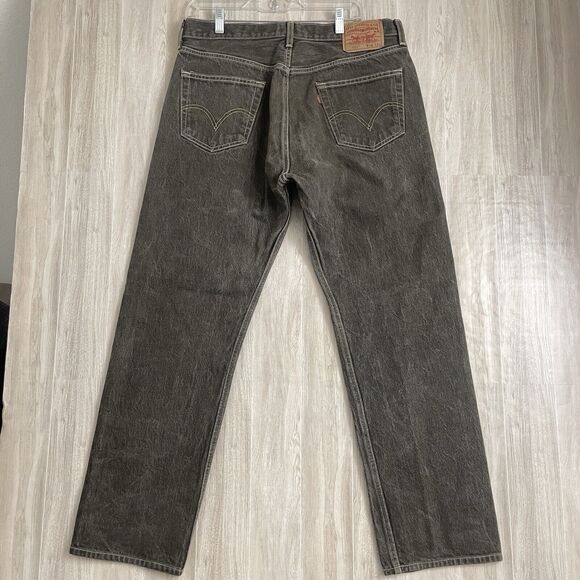 Levis 501 Jeans Men 36x34 Brown Button Fly Denim Faded Y2k VTG Rugged México - Picture 3 of 16